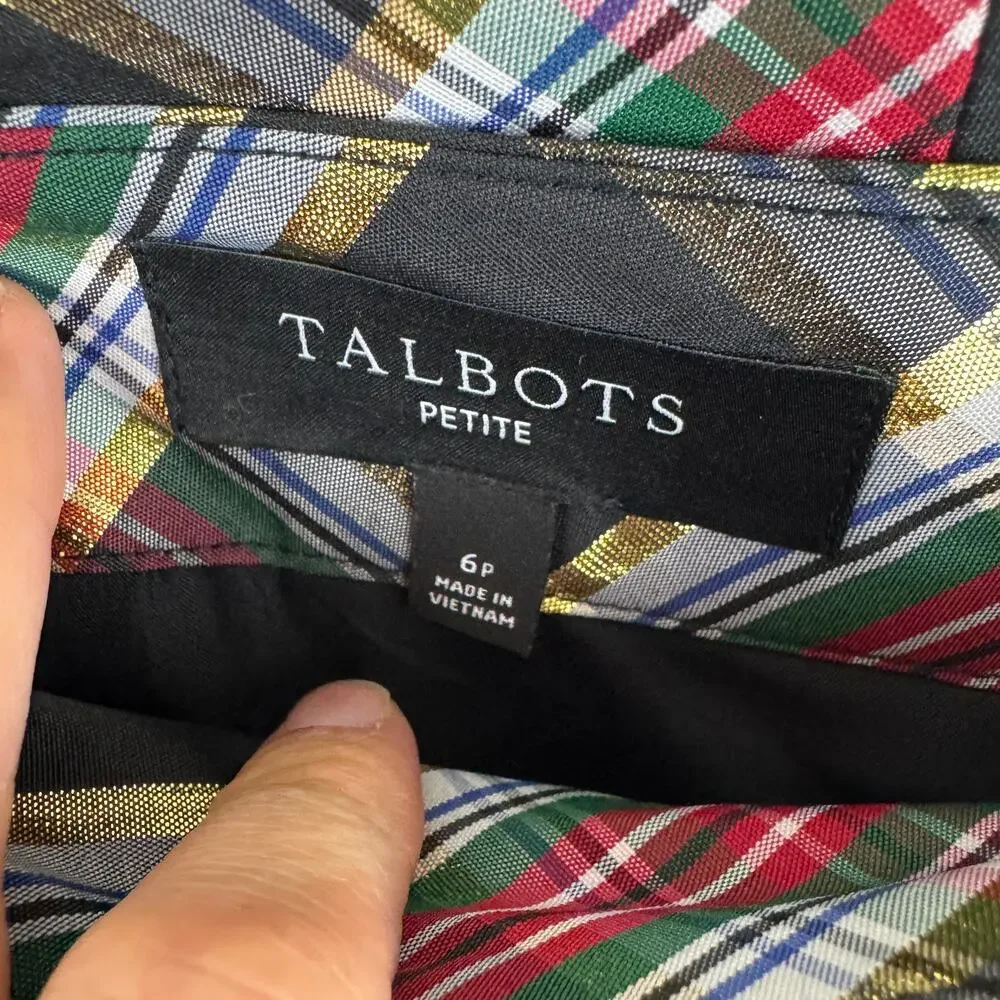 Talbots Metallic Plaid Taffeta Patio Skirt